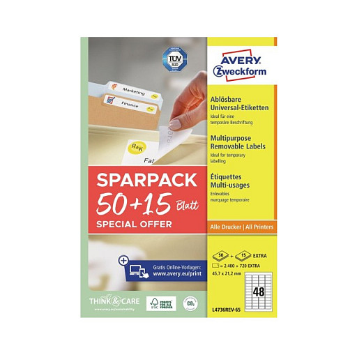 AVERY Zweckform Etiketten 45,7 x 21,2 mm, weiß