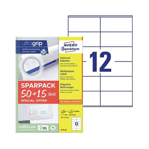 AVERY Zweckform Etiketten 105,0 x 48,0 mm, weiß Papier