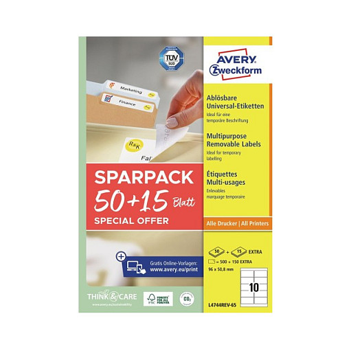 AVERY Zweckform Etiketten 96,0 x 50,8 mm, weiß