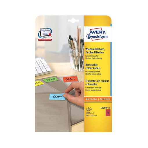 AVERY Zweckform Etiketten rot 38,1 x 21,2 mm, 20 Blatt Papier