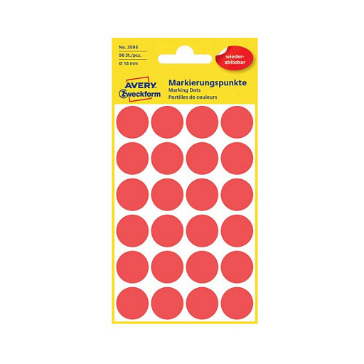 AVERY Zweckform Klebepunkte 3595 rot Ø 18,0 mm, 96 St.