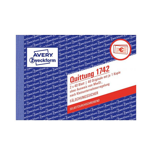 AVERY Zweckform Formularbuch , Quittung,  ohne MwSt., SD