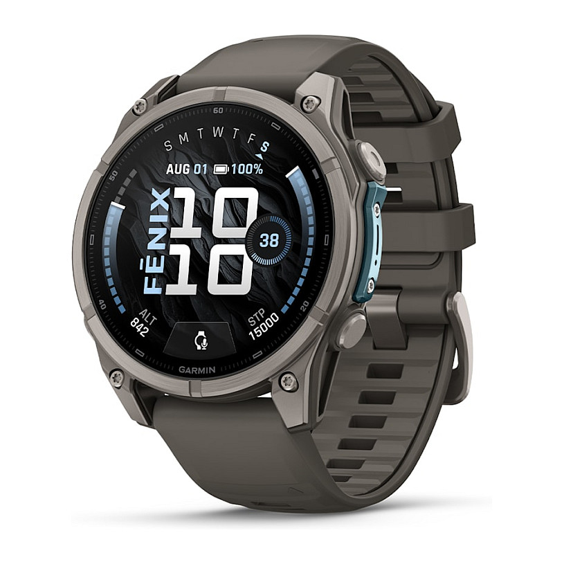 Garmin fenix 9 47mm Kieselgrau/Titan Silikon Armband