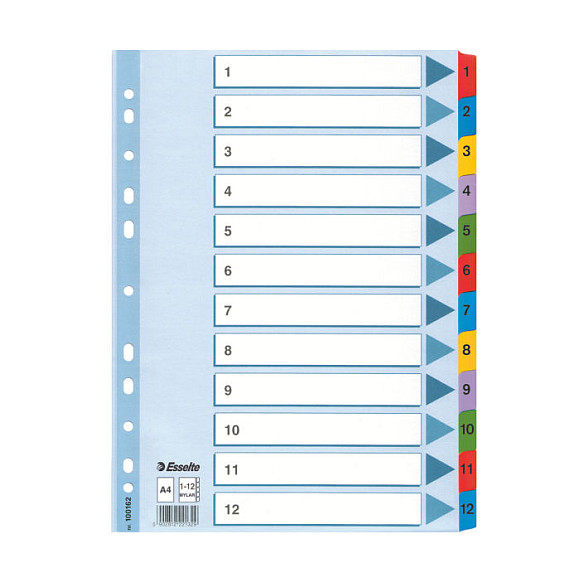 Esselte Ordnerregister Vollformat 1-12 farbig