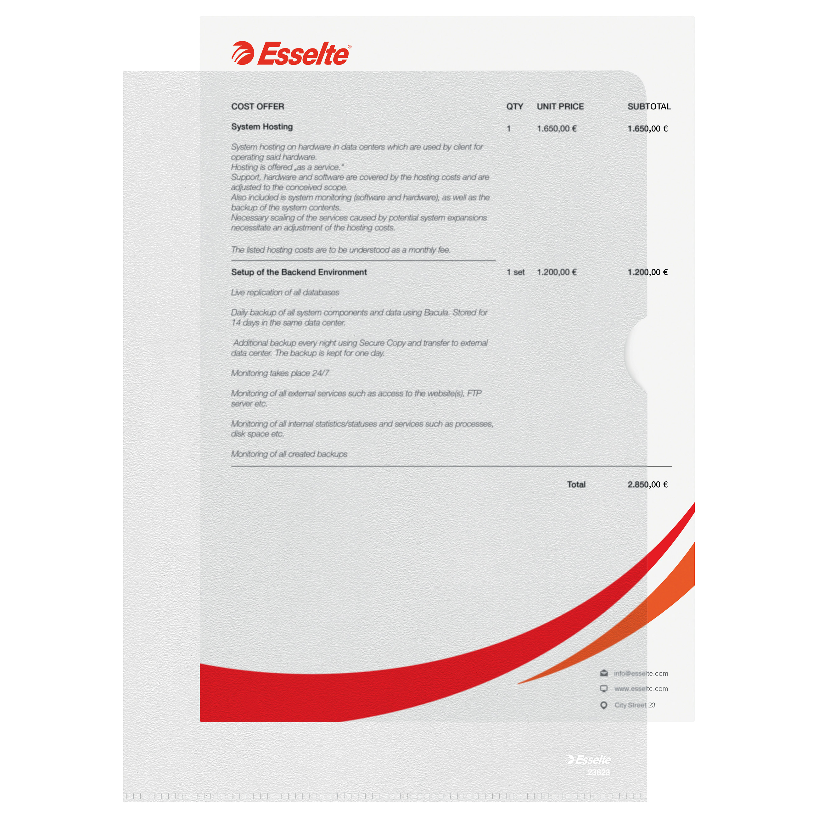 Esselte Sichthüllen DIN A4 genarbt 0.12 mm