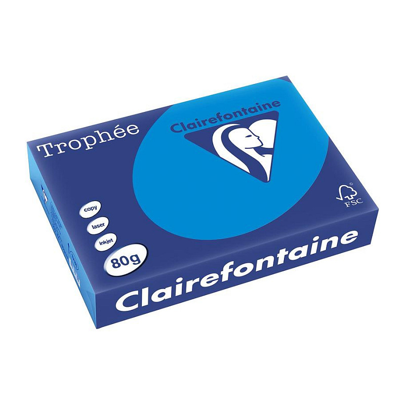 Clairefontaine Kopierpapier TrophÃ©e karibischblau DIN A4 80 g/qm 500 Blatt Papier