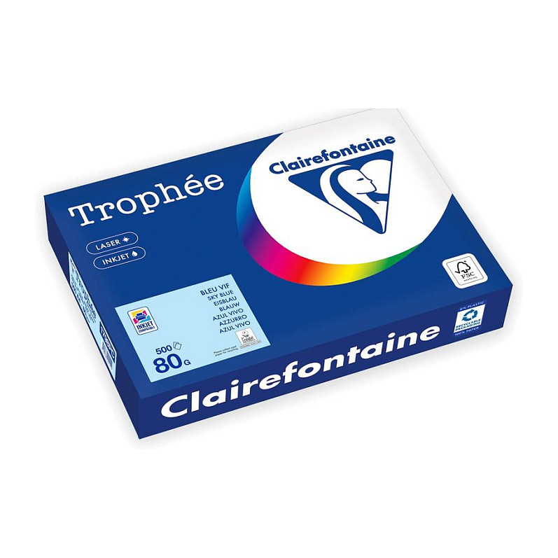 Clairefontaine Kopierpapier TrophÃ©e eisblau DIN A4 80 g/qm 500 Blatt Papier