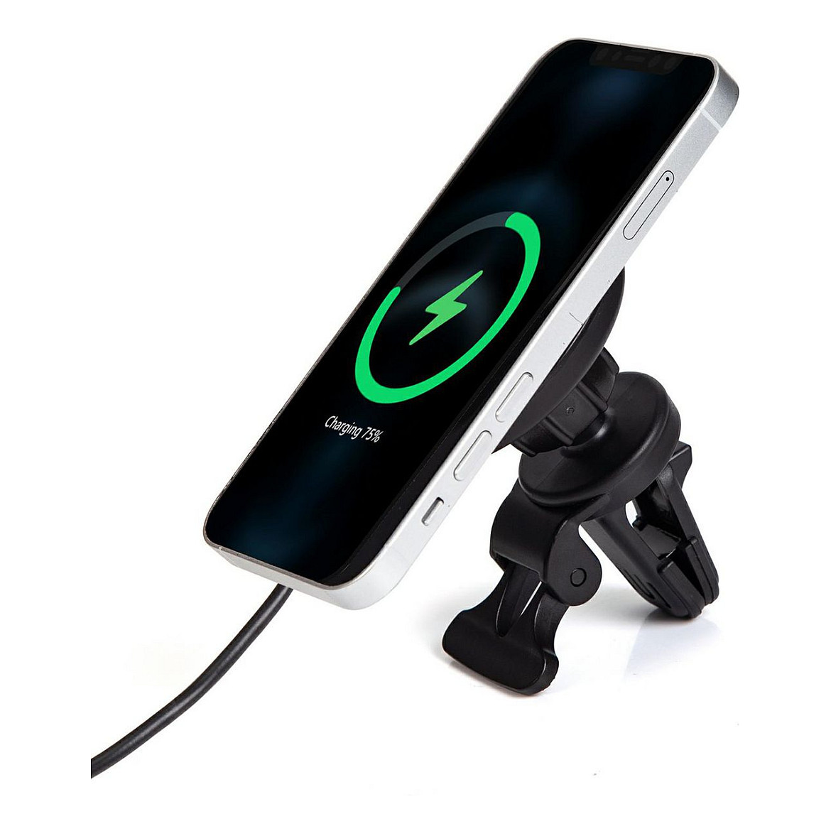 eStuff Magnetic Wireless Car Charger with USBC plug. Charges up