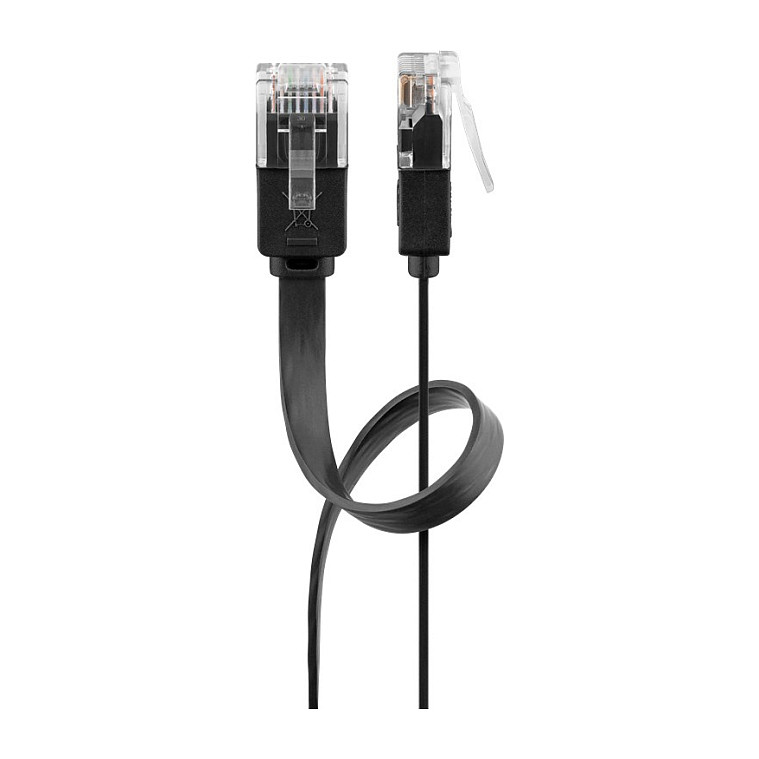 Goobay 10m CAT 6 Flach-Patchkabel, U/UTP, Schwarz