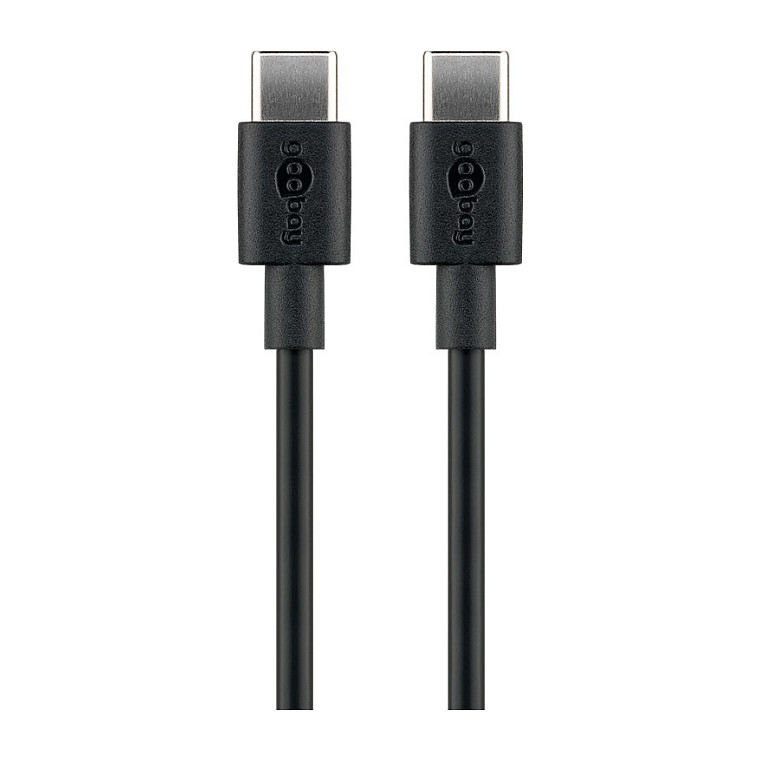 Goobay USB 2.0 Kabel, USB-C Stecker > USB-C Stecker (schwarz, 0,5 Meter, Laden mit bis zu 60 Watt)