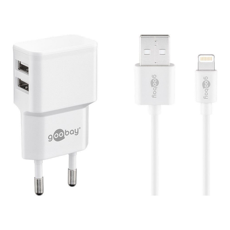 Goobay Apple Lightning Dual Ladeset 2,4 A (wei)