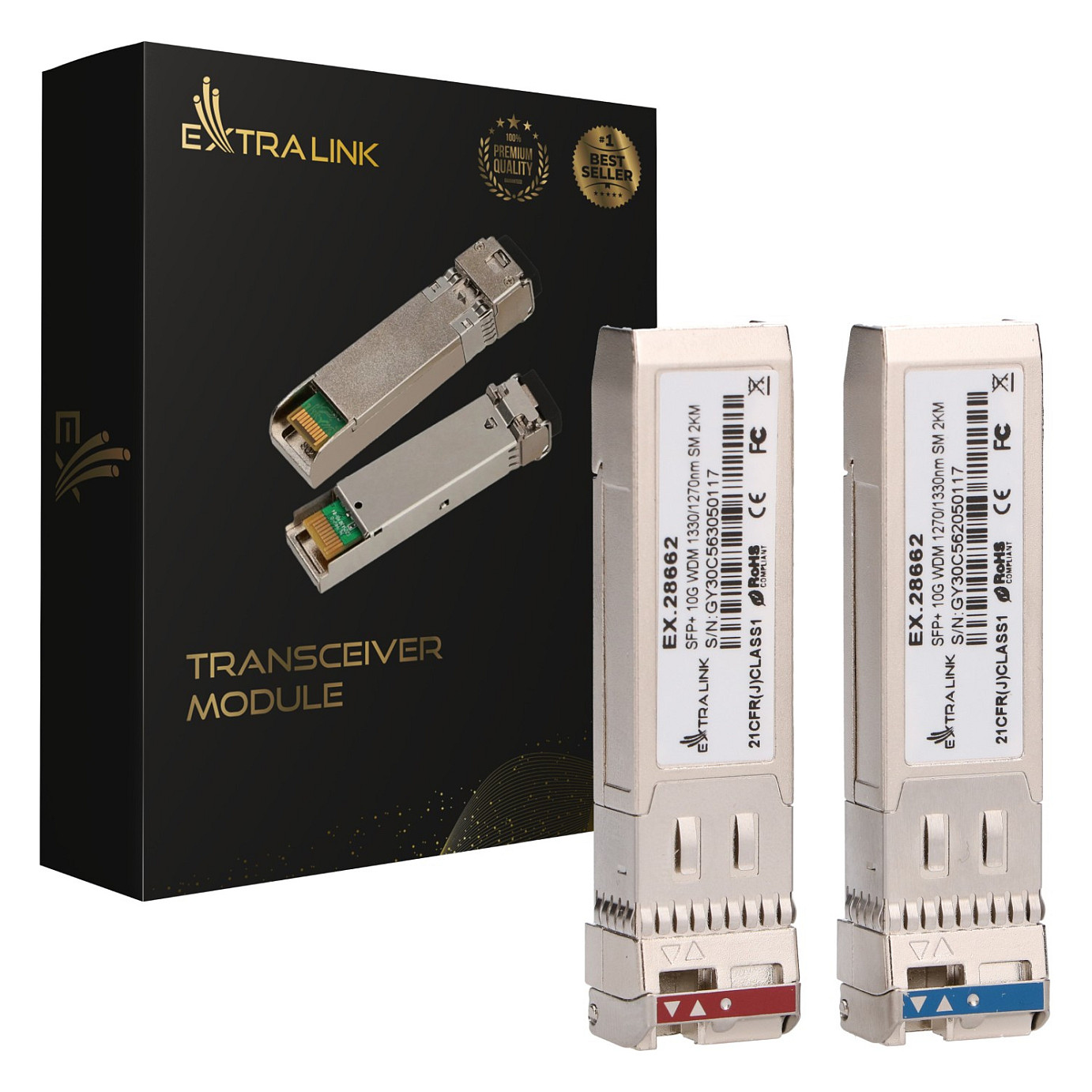 SFP+ 10G SFP+ WDM Module 10Gbps 1270/1330nm Single Mode 2km Para