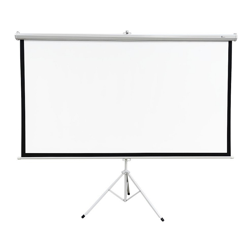PROJECTION SCREEN 100inch 169 220x125CM WHITE PVC SEMI-AUTO ROLLER with STAND PSR-100