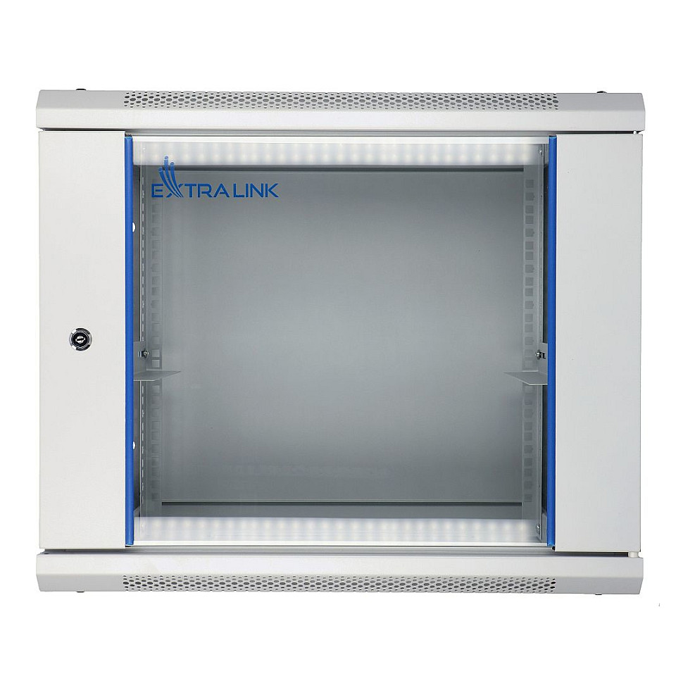 9U Rack Cabinet 600x450 Grey Glass Door