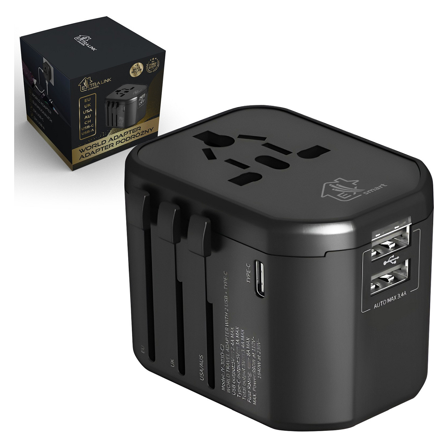 Smart Life for EU/UK/USA/AU/CH + USB-C USB-A Traveler