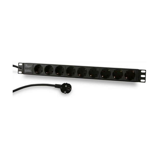 19zbh. Steckdosenleiste, 9xDosen(CEE7)->Stecker(CEE7), ALU, Schwarz, Synergy 21,