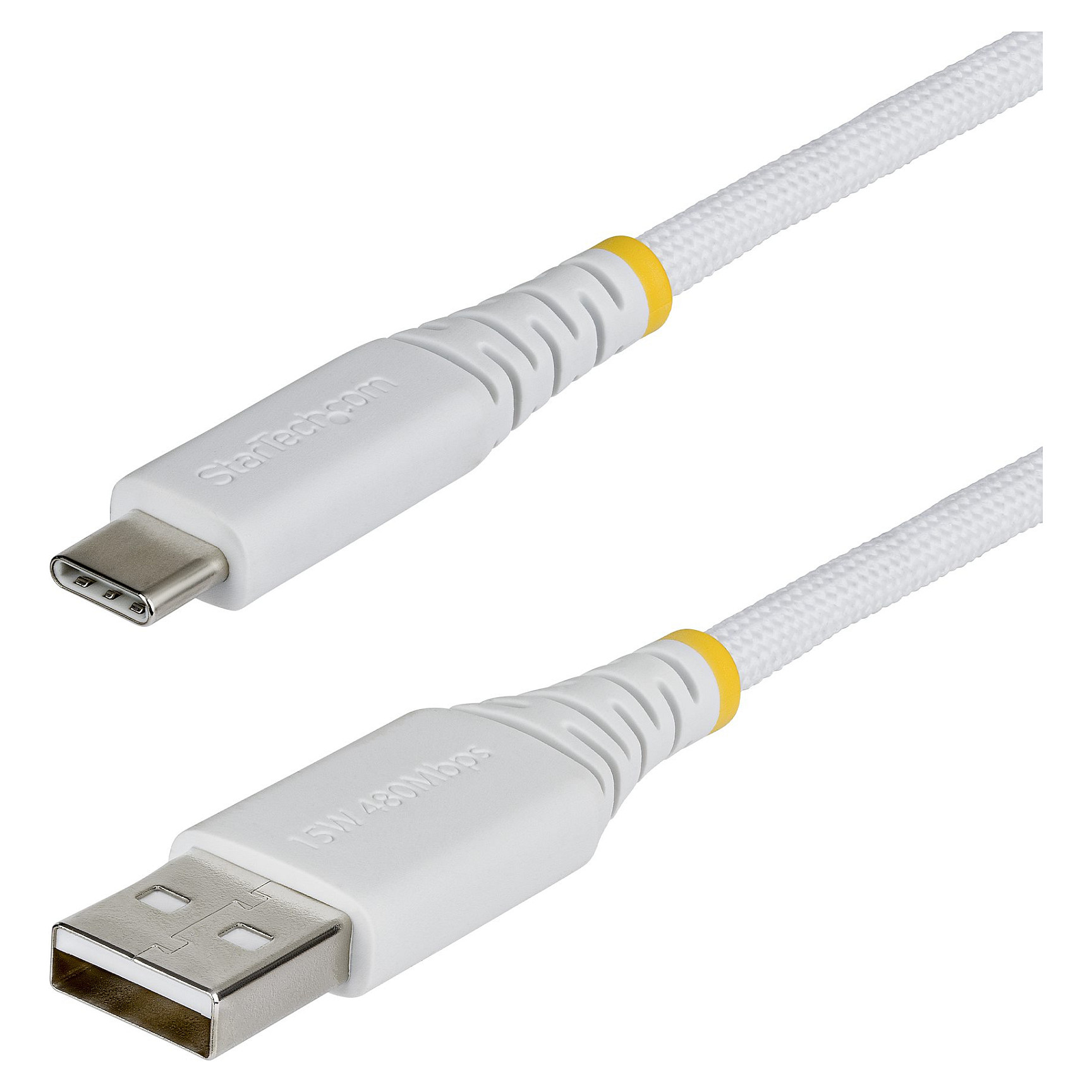 STARTECH.COM 2m 6.6ft USB-A to USB-C Fast Charging Cable 15W 3A Dual-Layer Braided Nylon/TPE Jacket Durable USB-A to Type C Charger