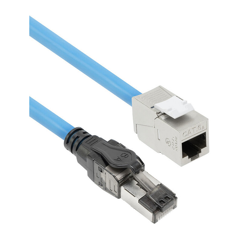 Purple 30 meters S/FTP CAT6A B2ca PoE++ 100W solid prefab installation cable, RJ45 male – female