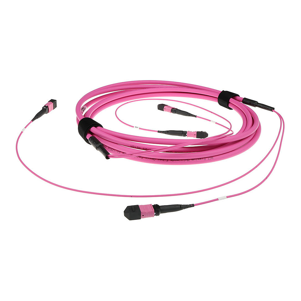 100 meter Multimode 50/125 OM4(OM3) polarity A fiber trunk cable with 2 MTP/MPO female connectors each side