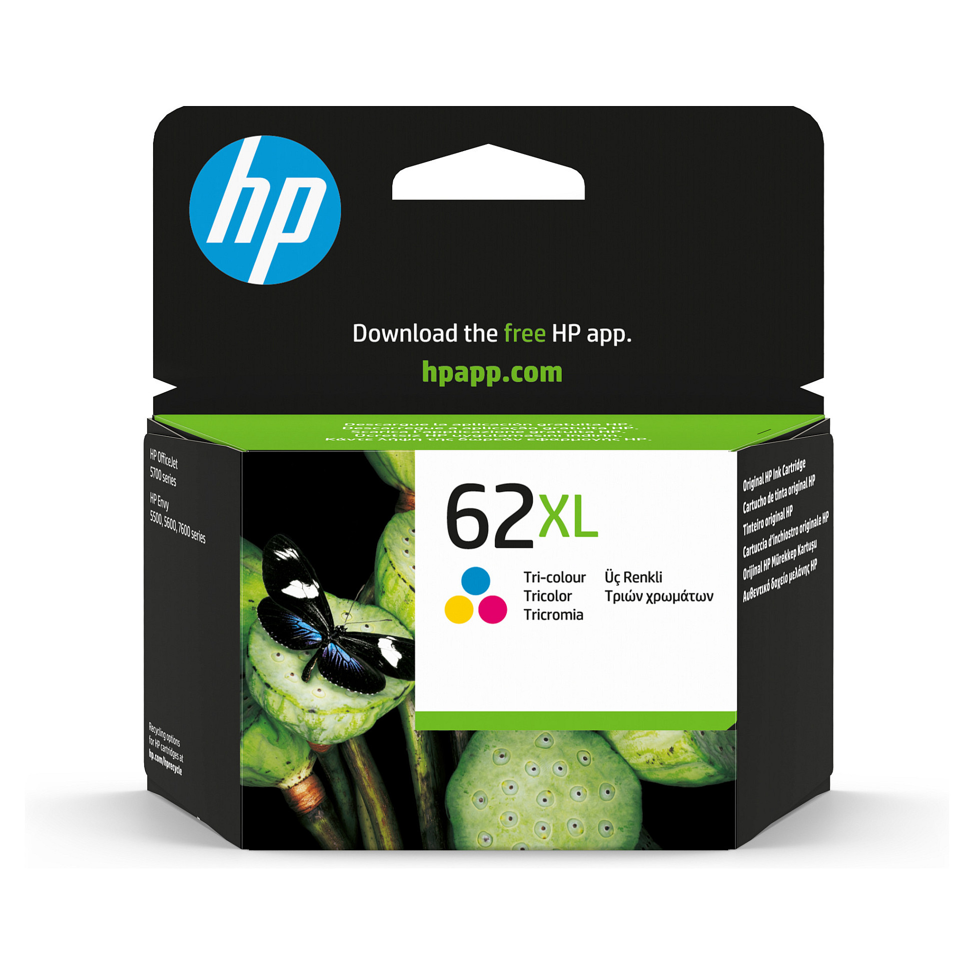 Article image: HP 62XL High Yield Tri-color Original Ink Cartridge Cyan, Magenta, Gelb 9,5ml 300Seiten