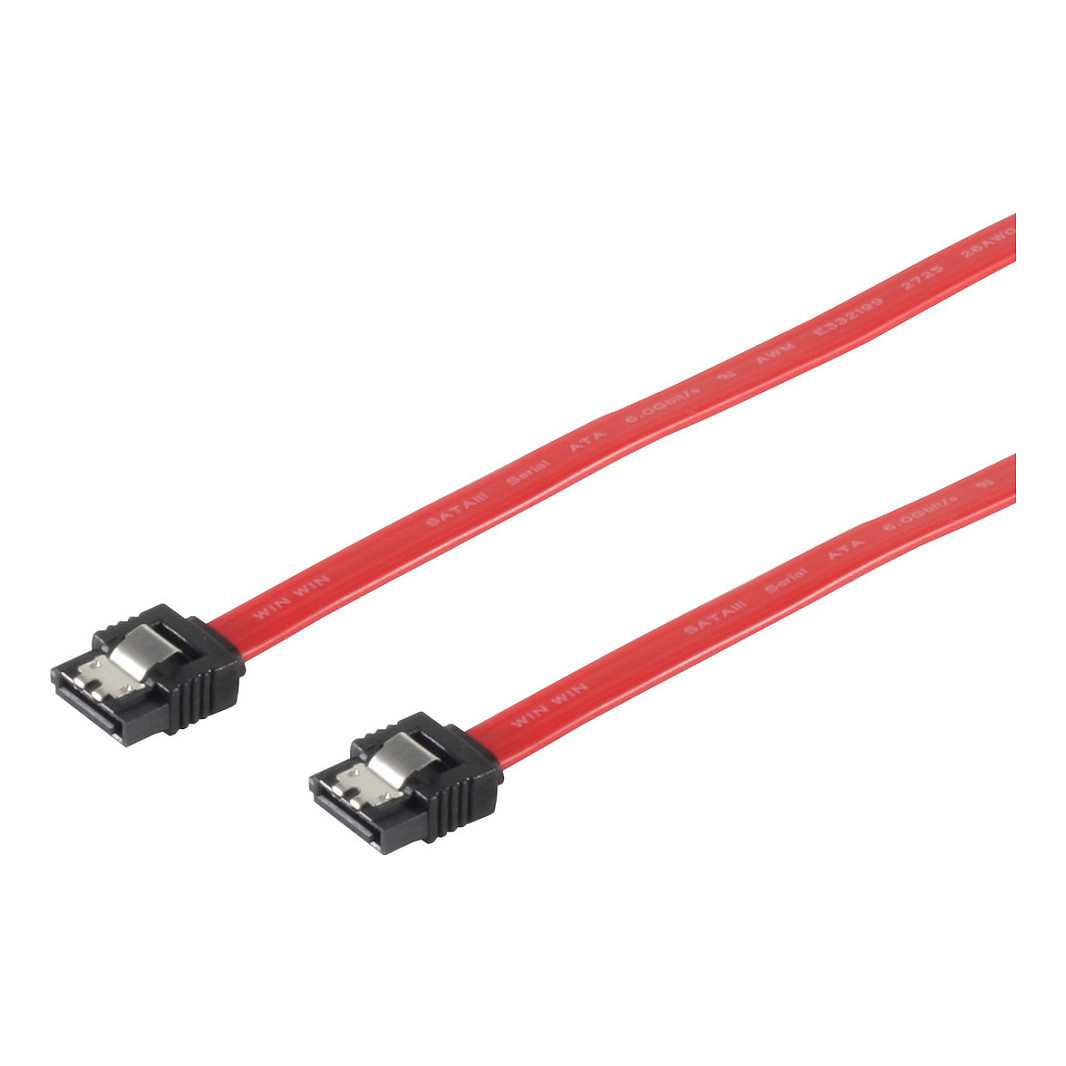 S-Impuls SATA 6Gb/s Verbindungskabel, Metallclip, rot, 1m