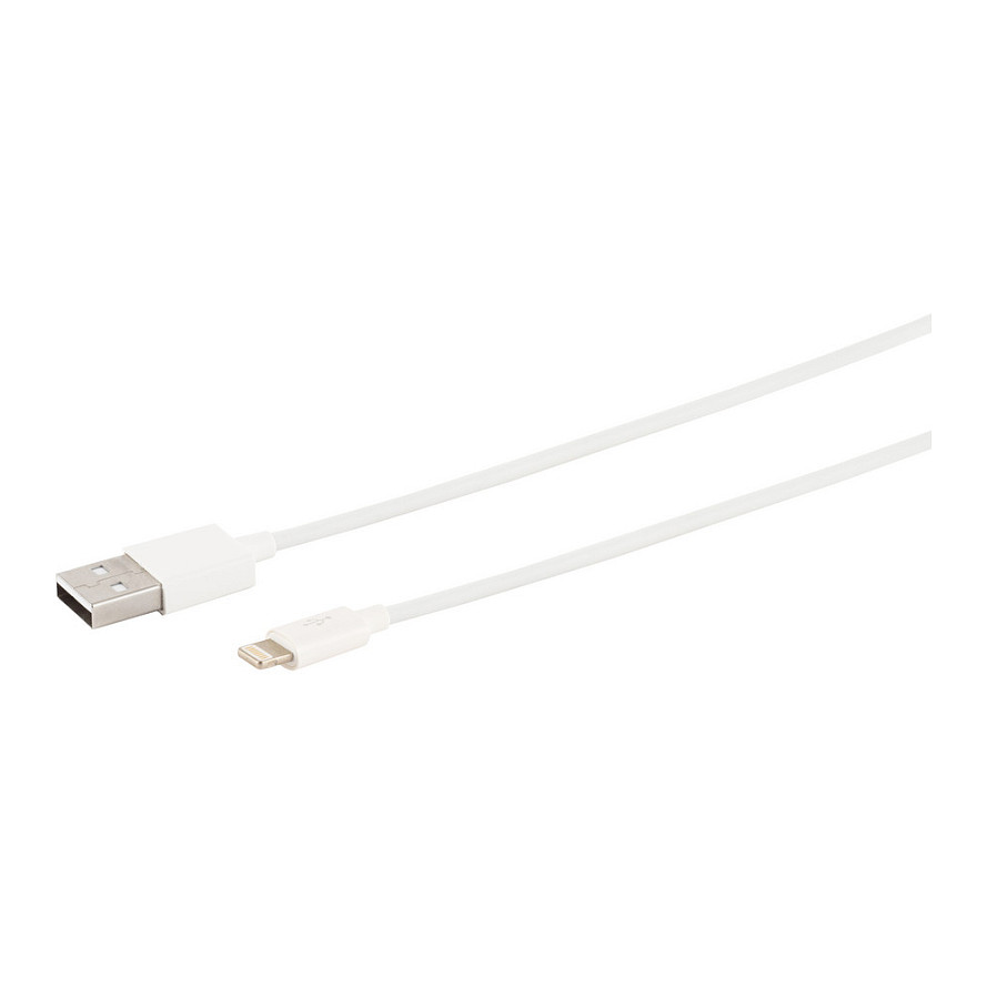 S-Impuls USB-A Ladekabel, 8-Pin, 2.0, ABS, weiß, 0,1m