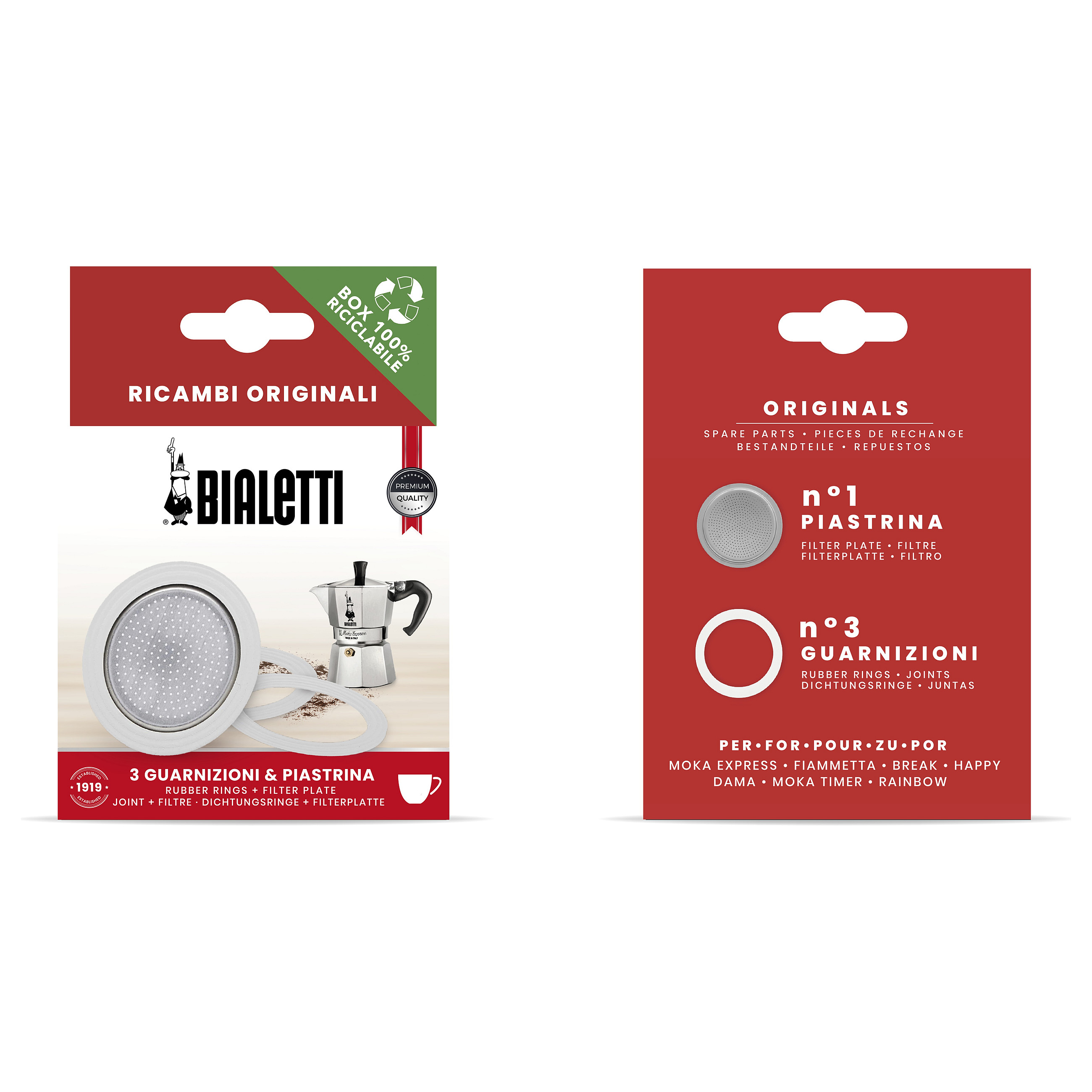 Bialetti Ricambi 3 Ersatz- dichtungen +1 Filter 3-4 Tassen Haushaltskleingeräte