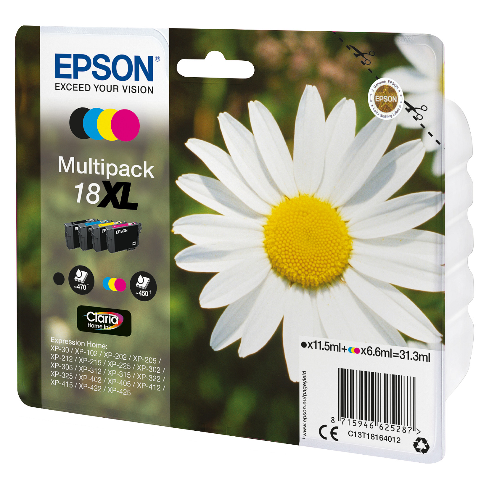 Epson C13T18164022 Schwarz, Cyan, Magenta, Gelb 470Seiten 450Seiten