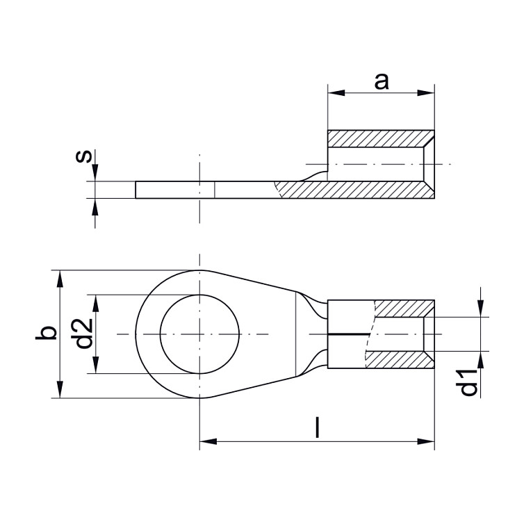 Klauke 166010, Rohrringöse, Gerade, Metallisch, Kupfer, Verzinntes Kupfer, 150 mm²