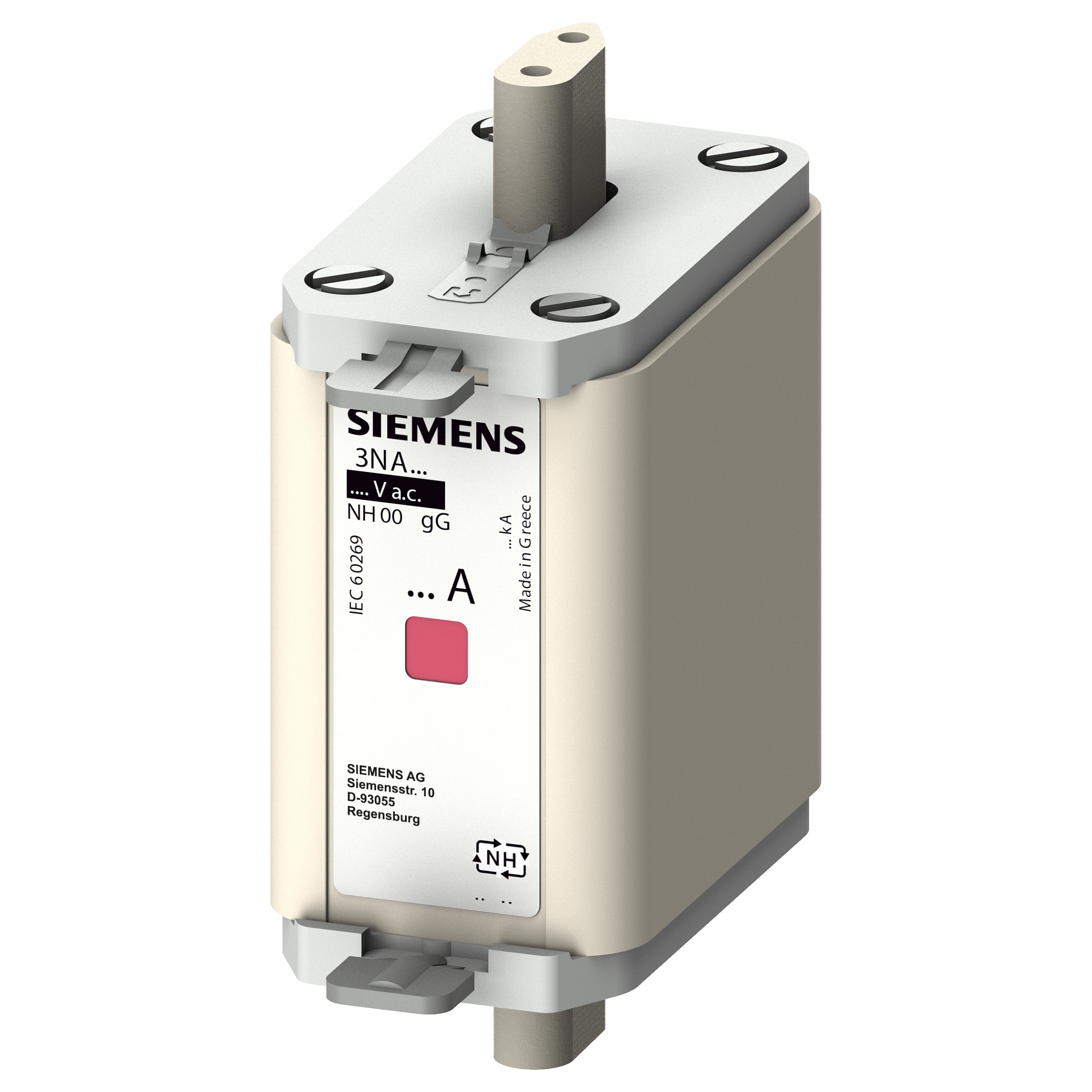 Siemens 3NA68247 Sicherungseinsatz Sicherungsgroesse 00 80 A 500 V/AC 250 V/DC 3 St. Elektroinstallation