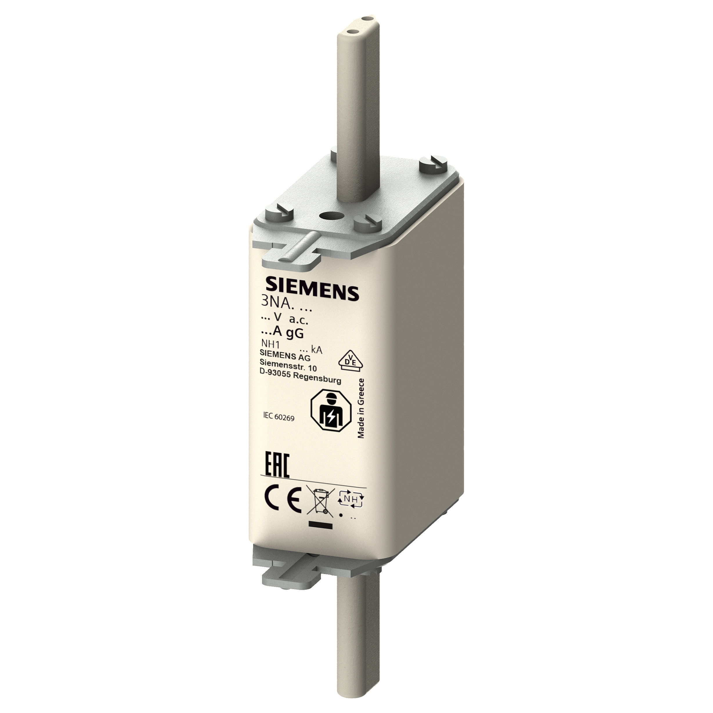 Siemens NH-Sicherung NH1 160A gG 500Vac/440Vdc, 1 Stück(e), 143 mm, 93 mm, 71 mm, 289 g Elektroinstallation