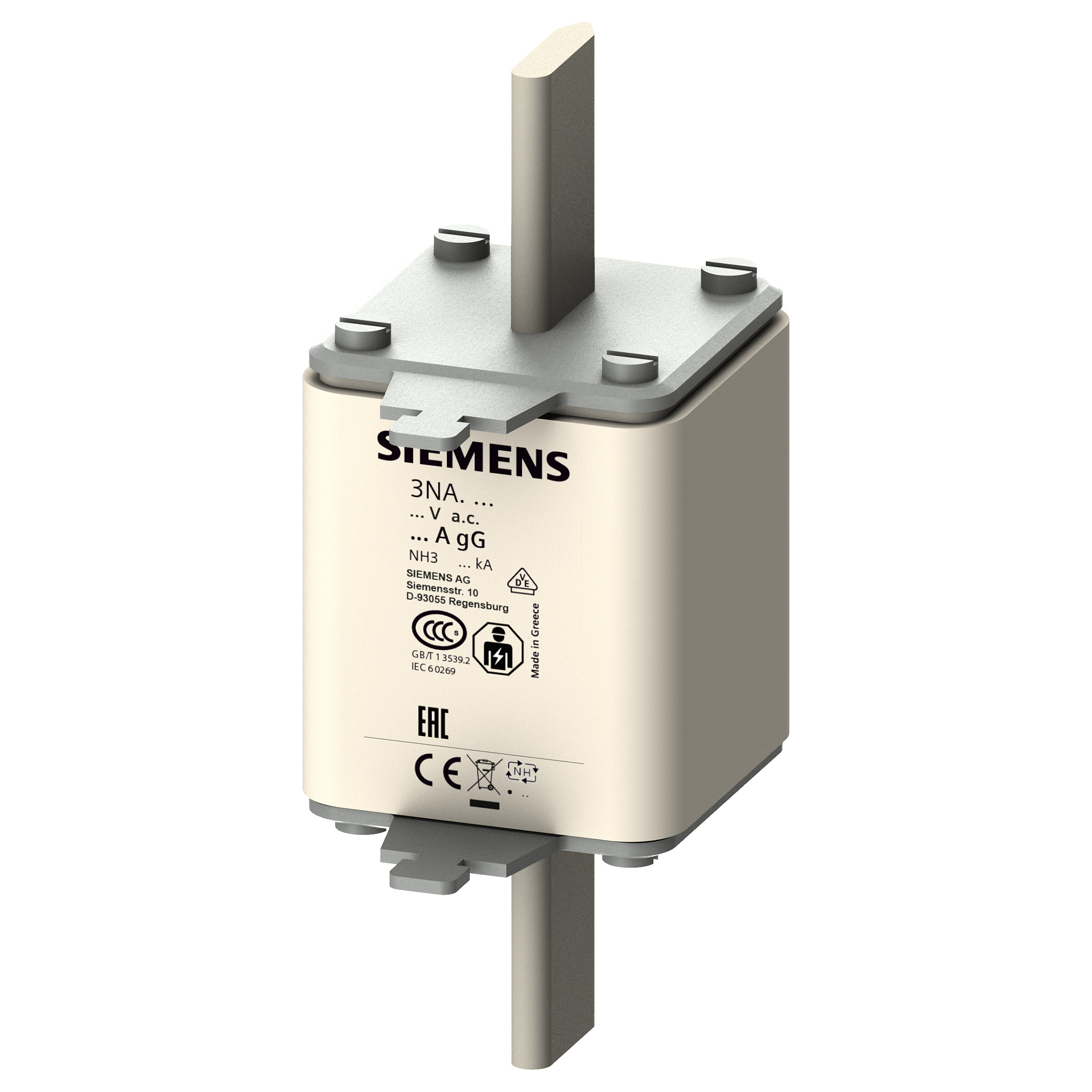Siemens NH-Sicherungseinsatz G3 400A 500AC/440VDC 3 3NA3360 Elektroinstallation