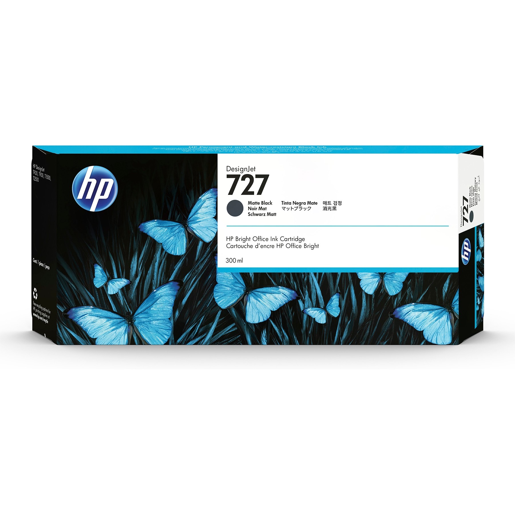HP C1Q12A, Tinte, HP 727 300-ml Matte Black DesignJet C1Q12A (BILD2)