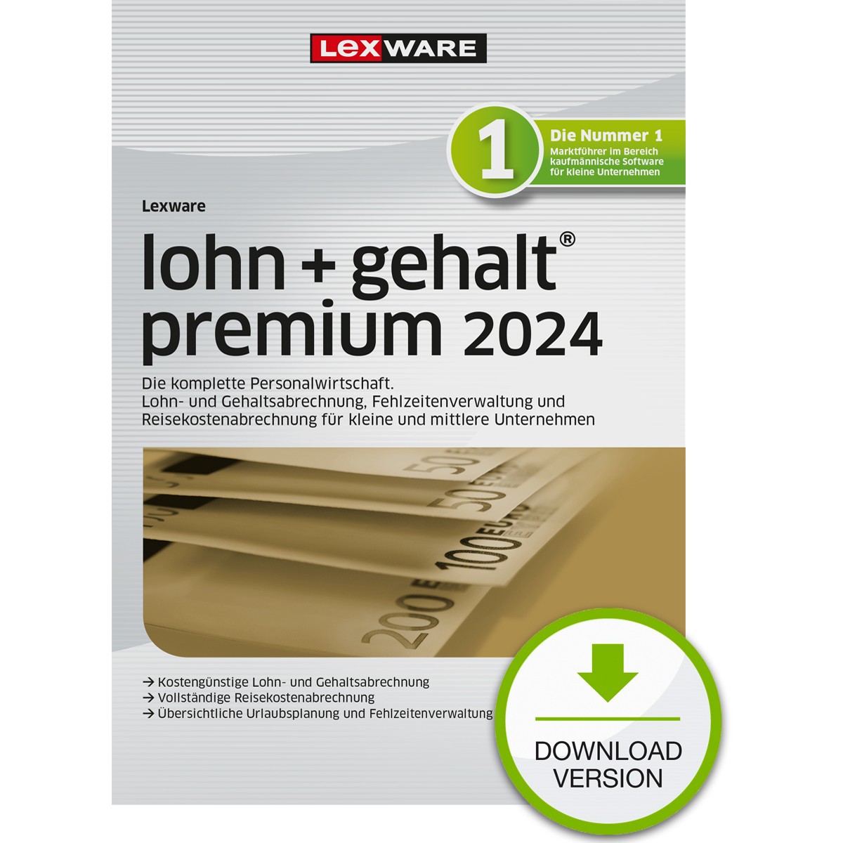 Lexware Lohn+Gehalt Premium 2024 - 5 Device. 1 Year - ESD-DownloadESD - 02024-2034