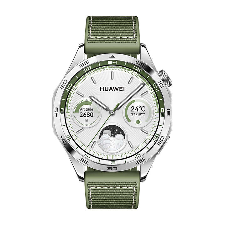 Huawei WATCH GT 4 Bluetooth GPS NFC 46mm AMOLED Vert Acier Inoxydable Résistance Eau 5ATM
