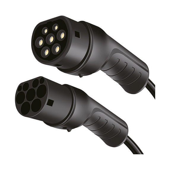 LogiLink Elektroauto Ladekabel/electric car charging cable Typ 2 Spiral 11kW 3P 20A 5m Black + Tasche