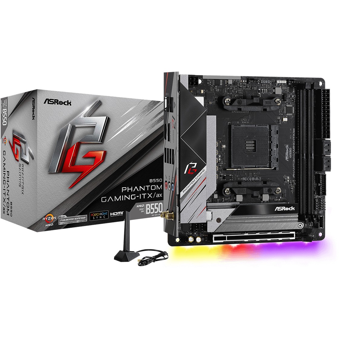 ASROCK B550 PHANTOM GAMING-ITX/AX (AM4) (D) - 90-MXBD40-A0UAYZ
