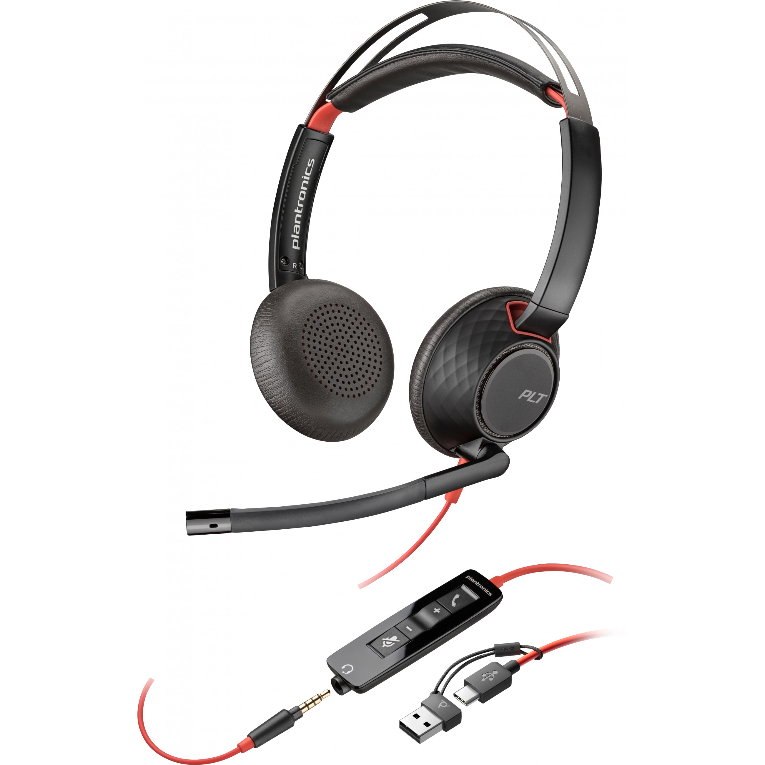 Poly Blackwire 5220 Stereo USB-C Headset +3.5mm Plug +USB-C/A Adapter (Bulk)