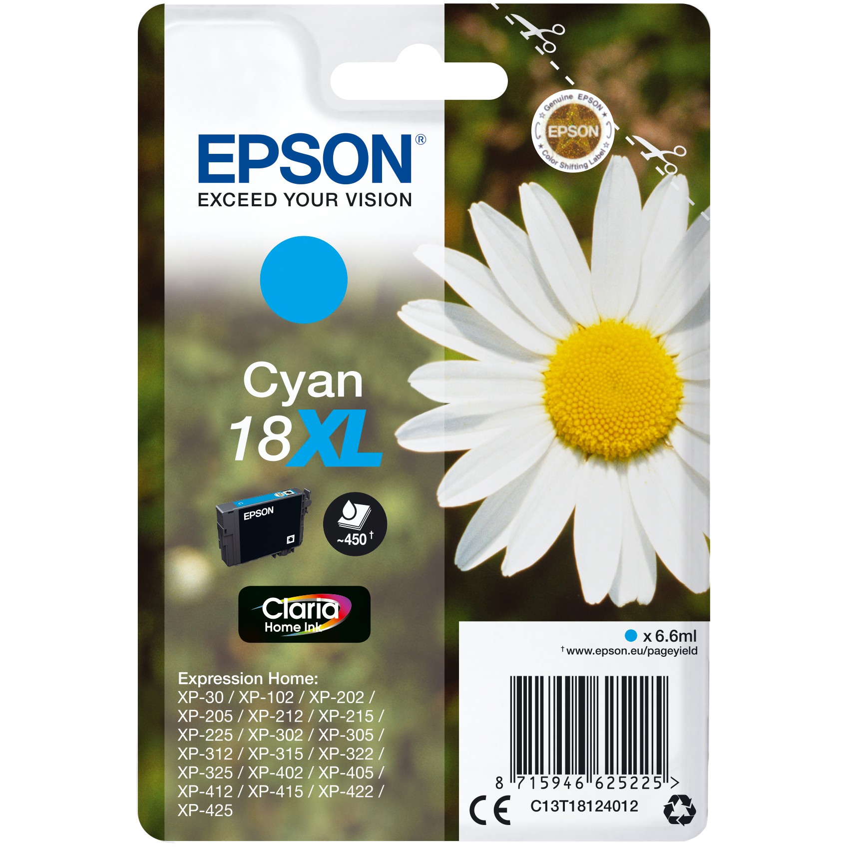 EPSON 18XL XL Cyan Tintenpatrone
