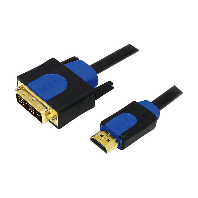 Logilink HDMI-DVI-Kabel Anschl. 18+1pin St/St 2.00m sw 1.4 Display