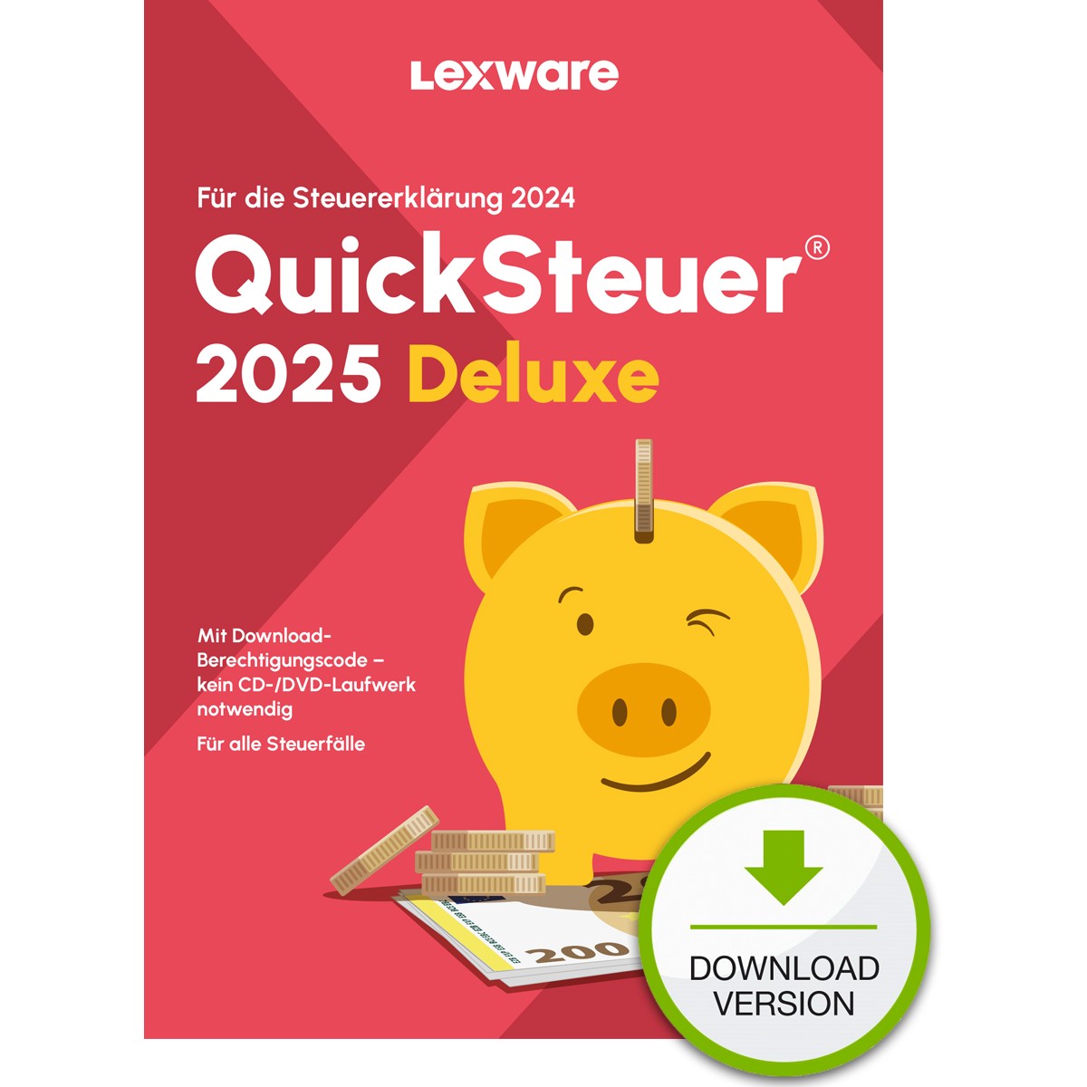 Lexware QuickSteuer Deluxe 2025 - 1 Device. bis zu 5 Steuererklärungen - ESD-DownloadESD