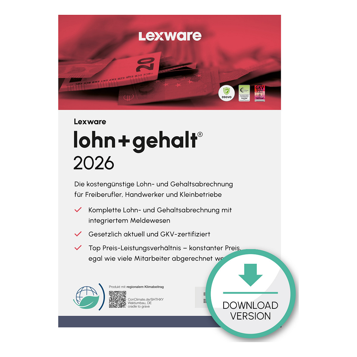 Lexware Lohn+Gehalt 2026 - 1 Device, 1 Year - ESD-Download