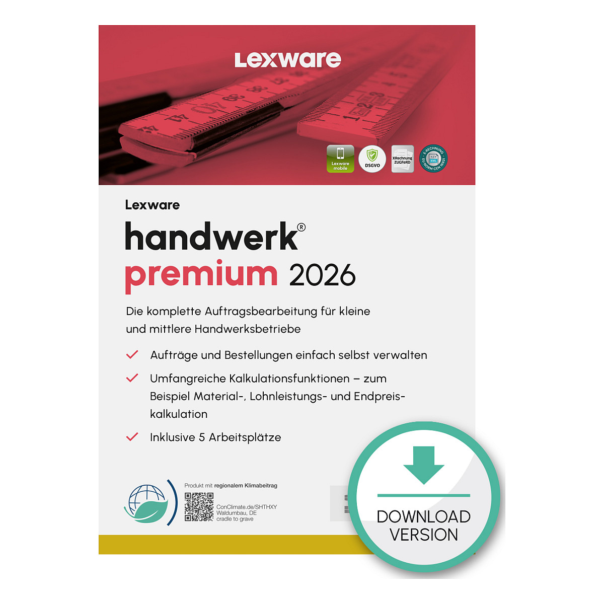 Lexware handwerk Premium 2026 - 1 Device, 1 Year - ESD-Download