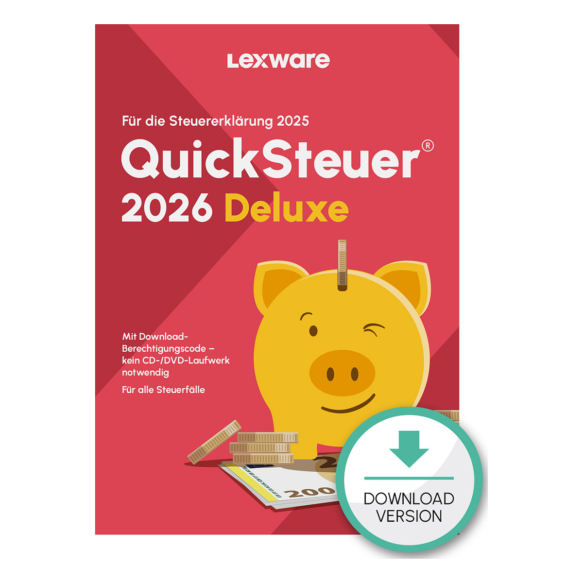 Lexware QuickSteuer Deluxe 2026 - 1 Device, bis zu 5 Steuererklärungen - ESD-Download