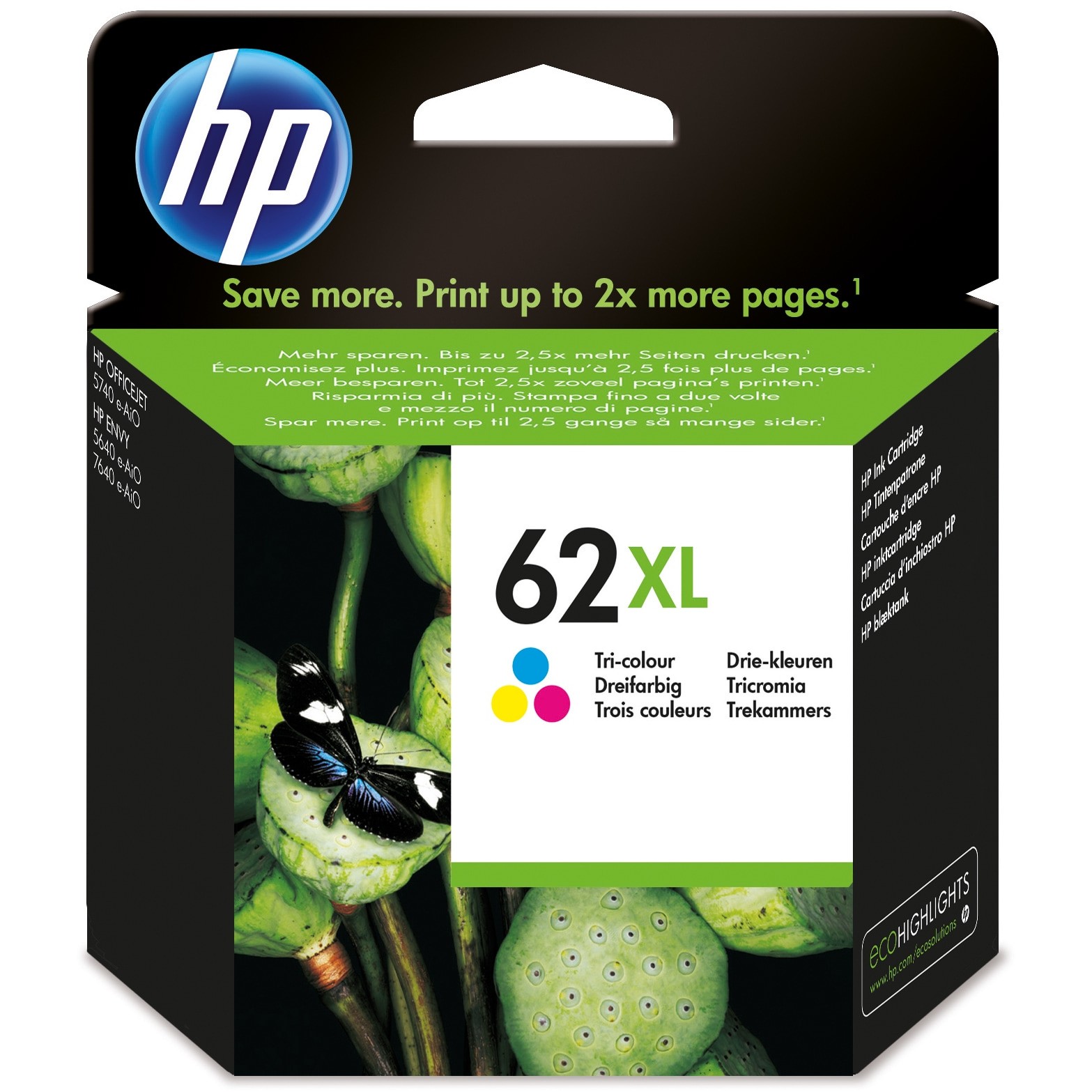 HP 62XL High Yield Tri-color Original ink cartridge - C2P07AE