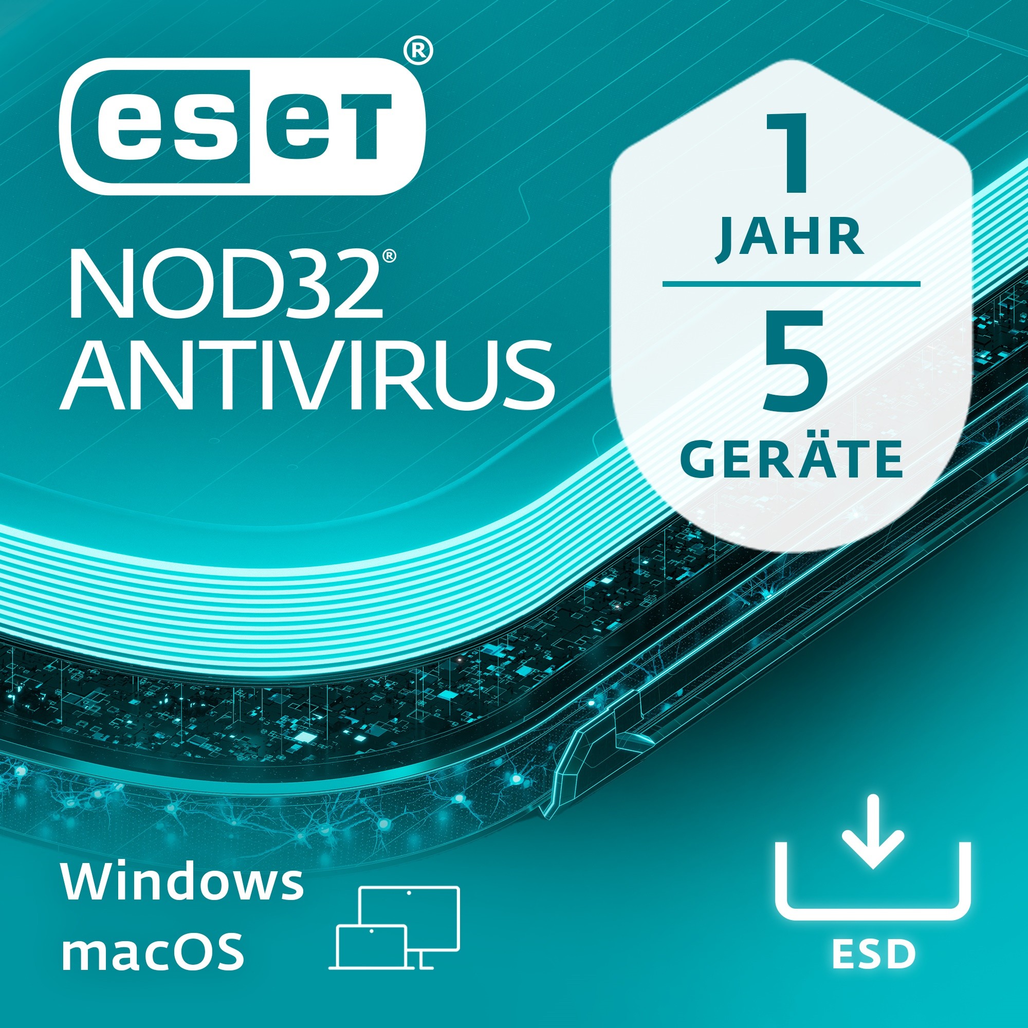 ESET NOD32 Anti-Virus - 5 User. 1 Year - ESD-DownloadESD - EAV-N1A5-VAKT