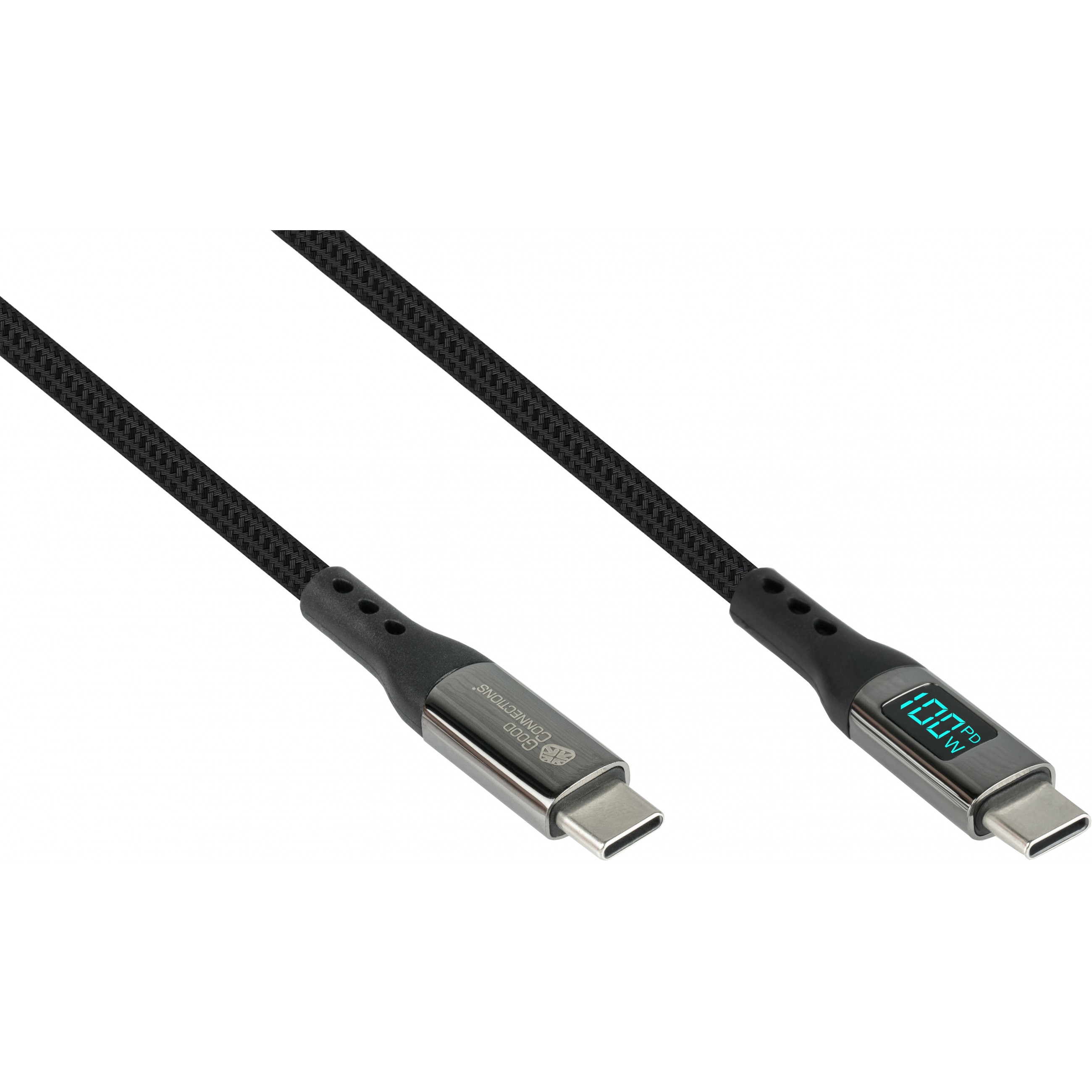GoodConnections USB-C 2.0 (ST-ST) 1m Anschlusskabel mit Digitalanzeige - 2213-D010S