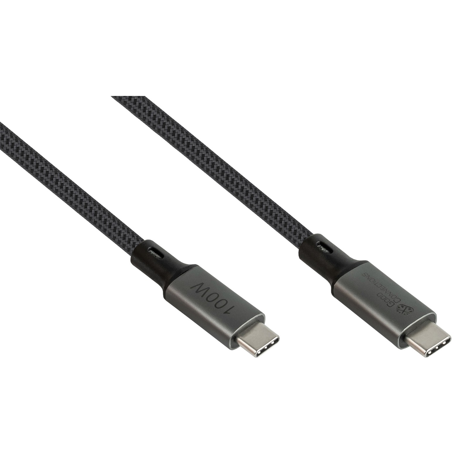 GoodConnections USB-C 4.0 (ST-ST) 0.5m Anschlusskabel Textilmantel 100W 8K 30Hz Anthrazit