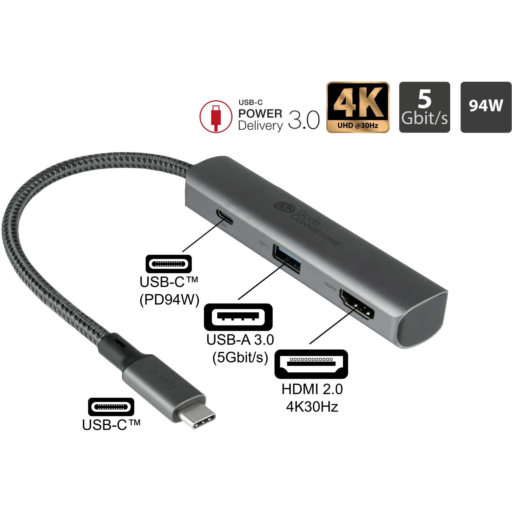 GoodConnections HUB-C002A, USB USB-Hubs /-Adapter USB-C  (BILD2)