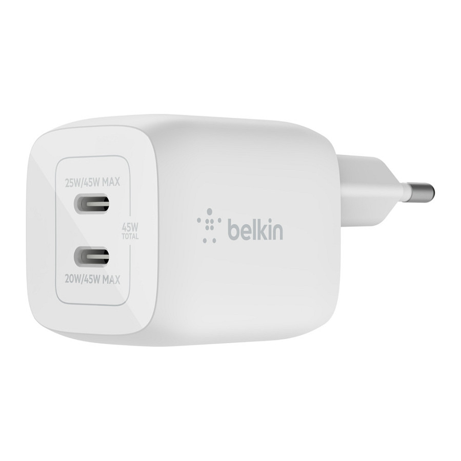 Belkin 45W Dual USB-C GaN Ladegerät Power Deliver, PPS, white